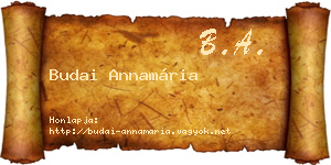 Budai Annamária névjegykártya